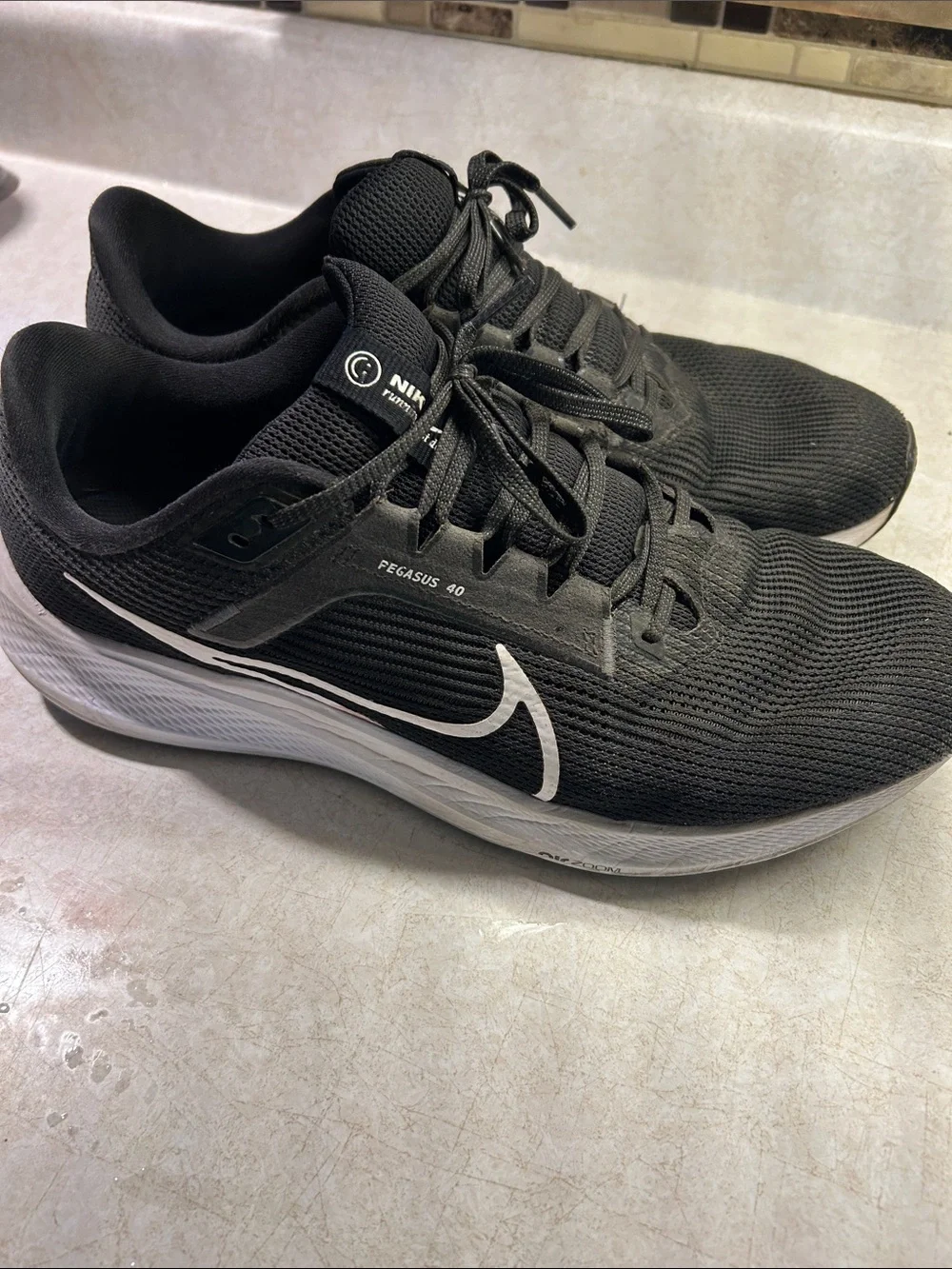 Nike Pegasus 40 Running Shoes - Black with White Swoosh